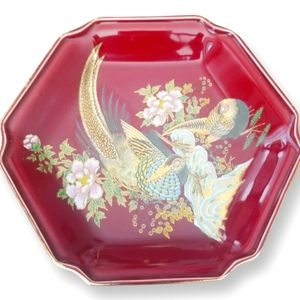 Vintage Gold Etched Pheasant Decorative Plate